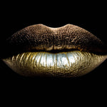 Aluminium schilderij Golden Lips fotokunst