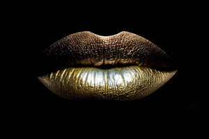 Aluminium schilderij Golden Lips fotokunst