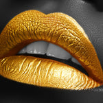 Aluminium schilderij Golden Lipstick fotokunst