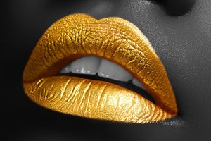 Aluminium schilderij Golden Lipstick fotokunst