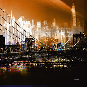 Plexiglas schilderij Brooklyn Bridge by Night