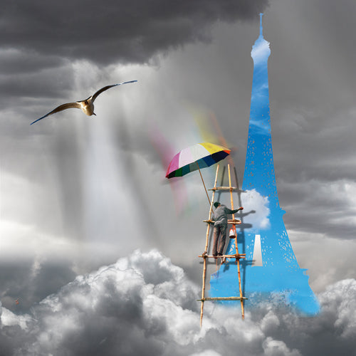 Plexiglas schilderij Le peintre de nuages: La