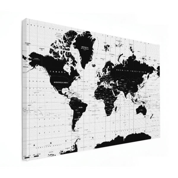 Wereldkaart op canvas - Informatief
