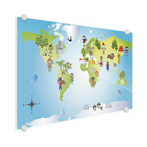 Wereldkaart op plexiglas - Kleine vriendjes