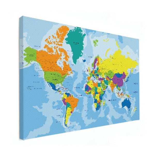 Wereldkaart op canvas - Kleuren