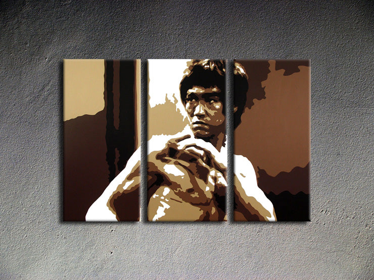 Popart schilderij AL Bruce Lee 3 delig