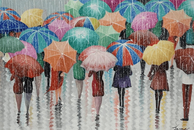 Olieverf schilderij Raining 120 x 80 cm