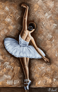 Olieverf schilderij Ballet White 80x120