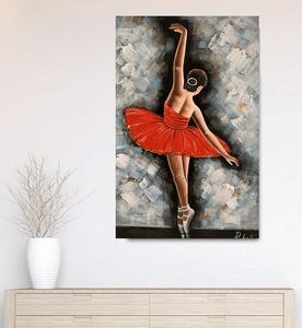 Olieverf schilderij Ballet Red 80x120