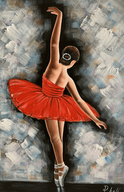 Olieverf schilderij Ballet Red 80x120