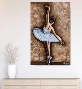 Olieverf schilderij Ballet White 80x120