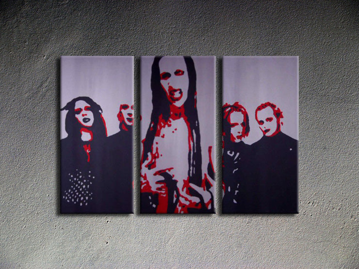 Popart schilderij Marilyn Manson 3 delig