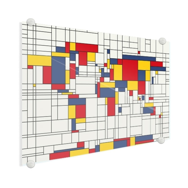 Wereldkaart op plexiglas - Mondriaan