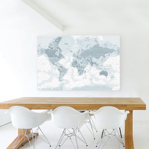 Wereldkaart op canvas - Grijstinten - Realistisch