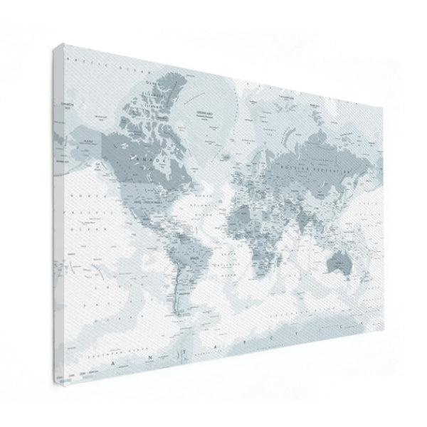 Wereldkaart op canvas - Grijstinten - Realistisch