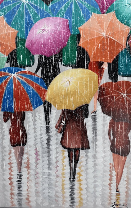 Olieverf schilderij Rain 80 x 120 cm