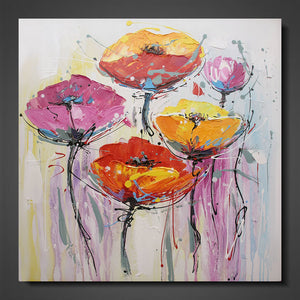 Olieverf schilderij Flower Paradise 100 x 100 cm