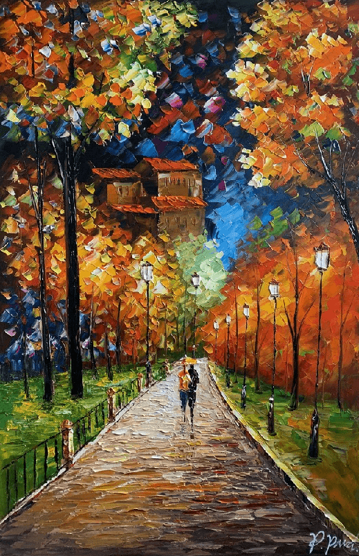 Olieverf schilderij Hyde Park 80 x 120 cm