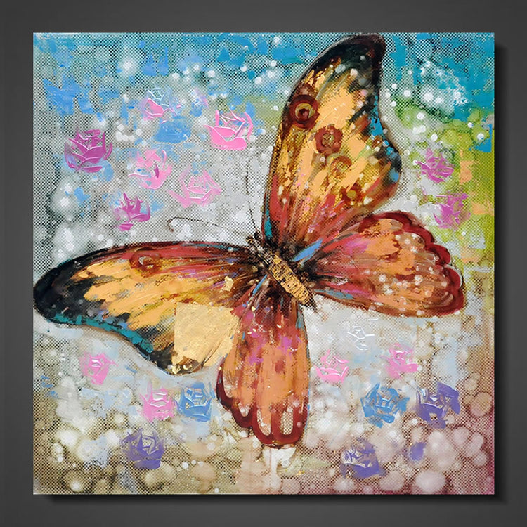 Olieverf schilderij Butterfly Love 100x100