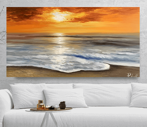 Olieverf schilderij Sundown 130 x 70 cm