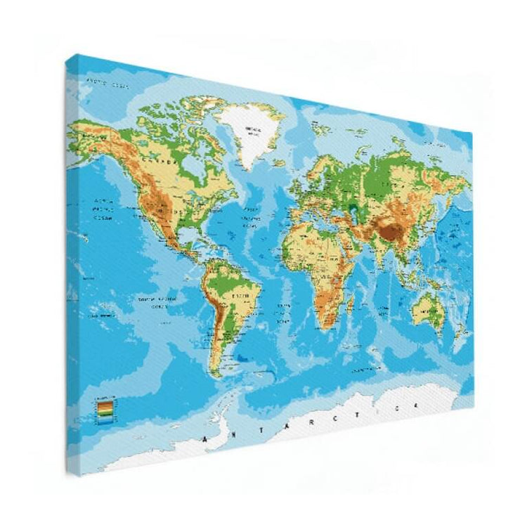 Wereldkaart op canvas - Klassiek
