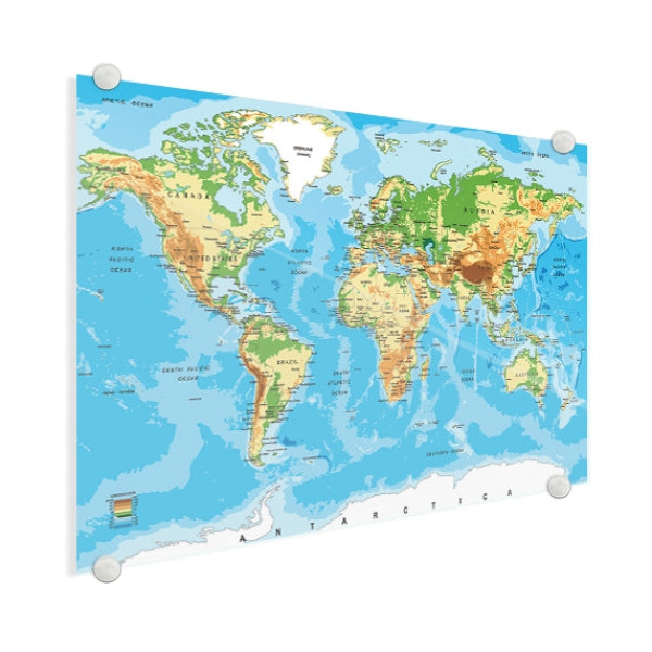 Wereldkaart op plexiglas - Klassiek