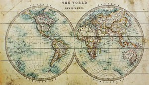 Wereldkaart op hout - Klassiek